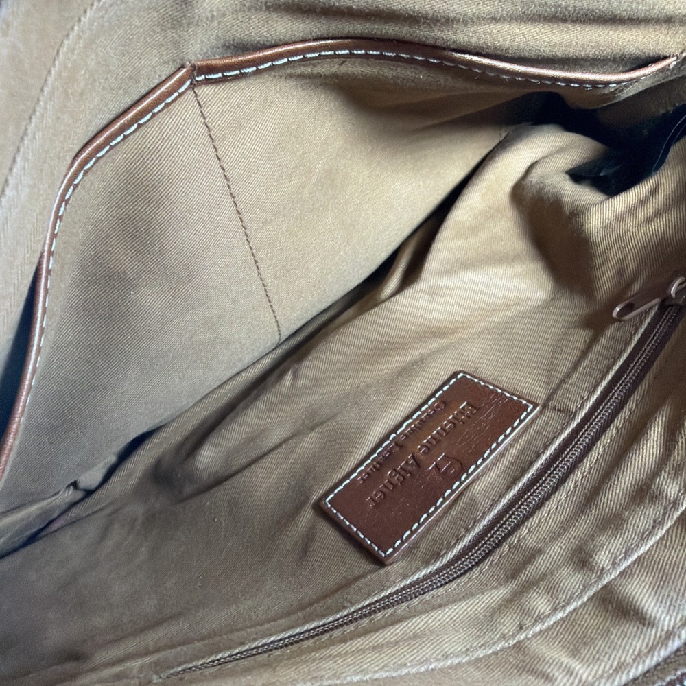 Etienne Aigner Brown Leather Shoulder Bag Zip Up Brown Interior Cloth Buckles - Picture 9 of 13
